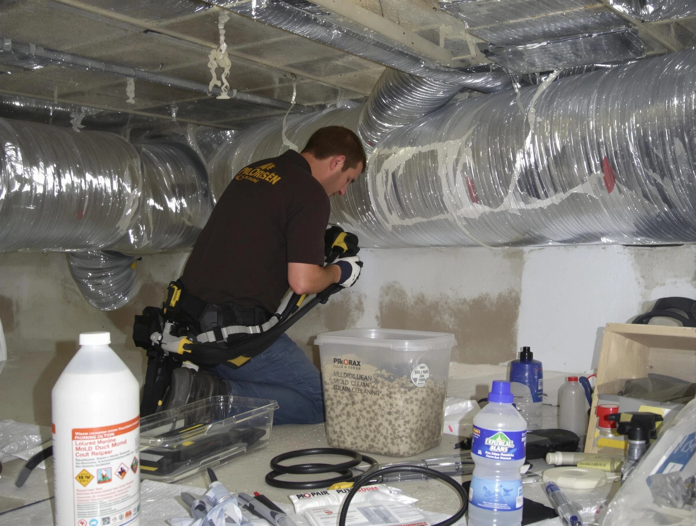 Meadowbrook Air Duct Cleaning specialist performing professional mold removal from air ducts in Meadowbrook
