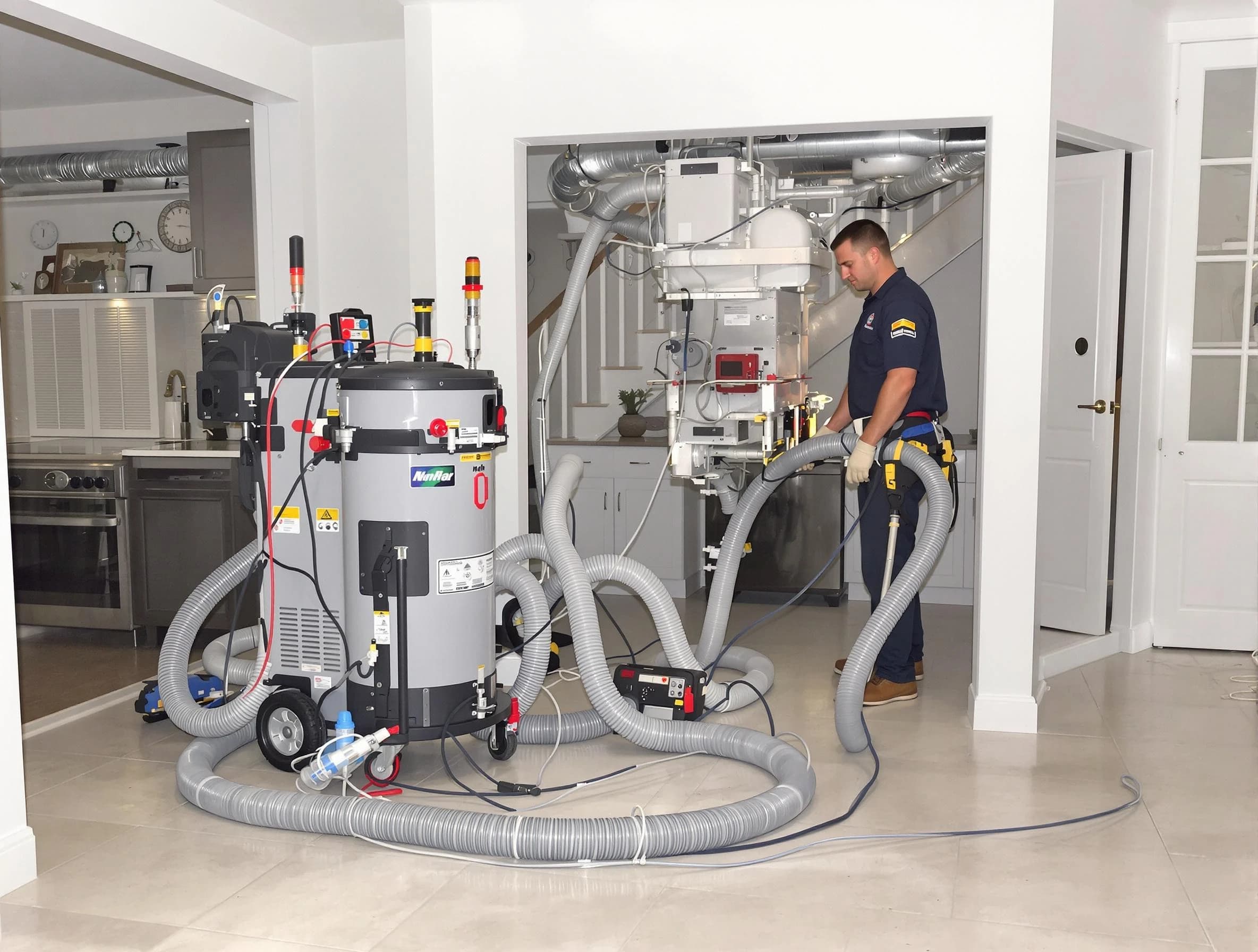 Meadowbrook Air Duct Cleaning technician operating negative pressure cleaning equipment for thorough duct maintenance in Meadowbrook