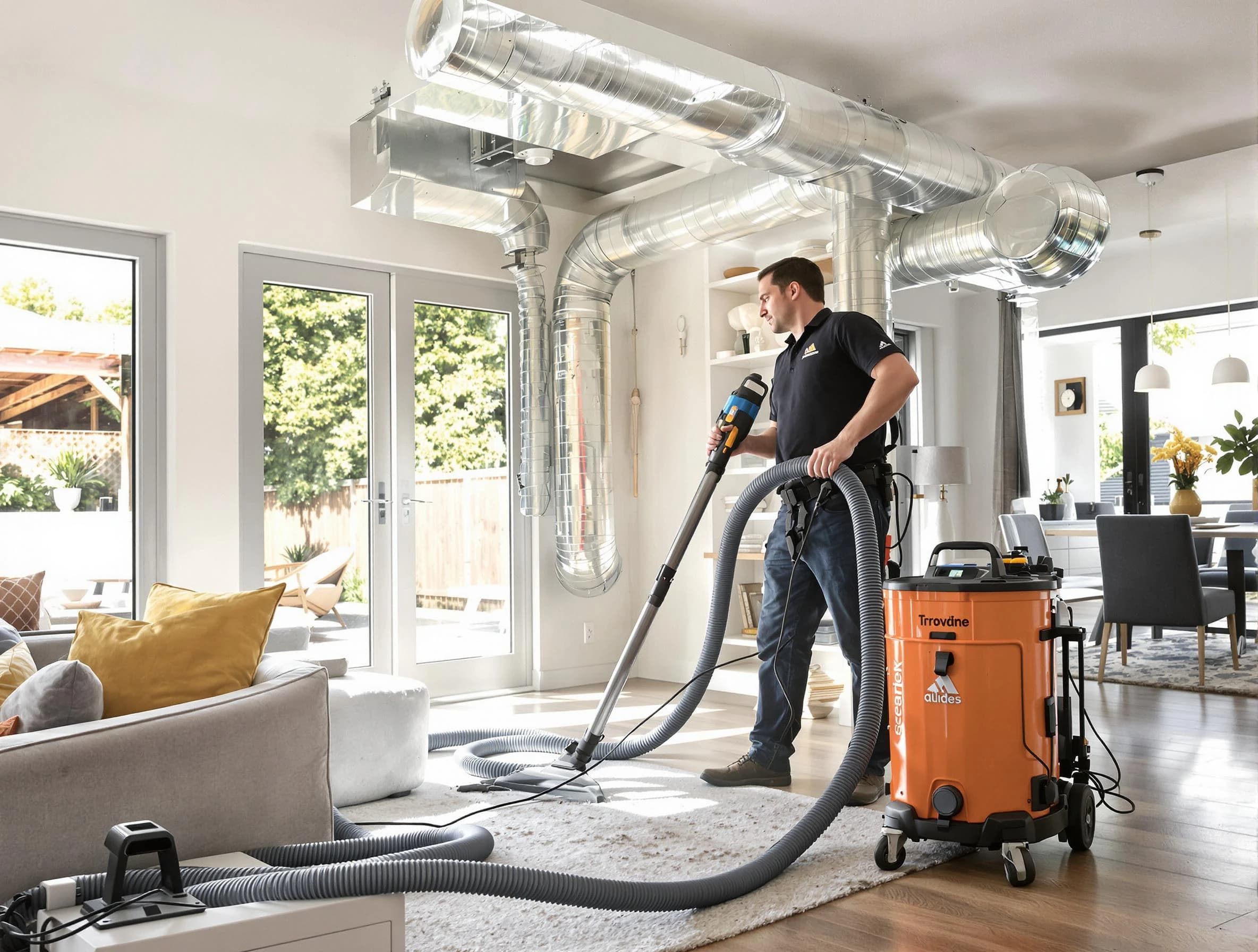 Meadowbrook Air Duct Cleaning specialist performing thorough residential duct cleaning using advanced equipment in Meadowbrook